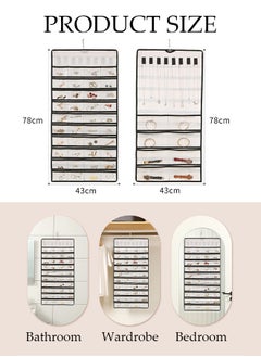 DUNISO Hanging Jewelry Organizer Storage Roll with Hanger Metal Hooks, Double-Sided Jewelry Holder for Earrings, Necklaces, Rings Large Capacity Holder Box for Closet, Wall, Door  - Image 2
