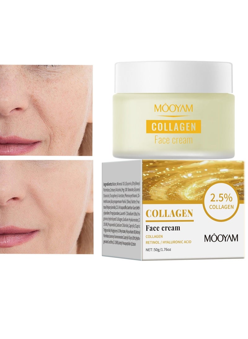 MOOYAM Collagen Cream Anti Aging Face Moisturizer Reduces Fine Lines and Wrinkles Boosts Skin Firmness and Hydration for All Skin Types - Image 1