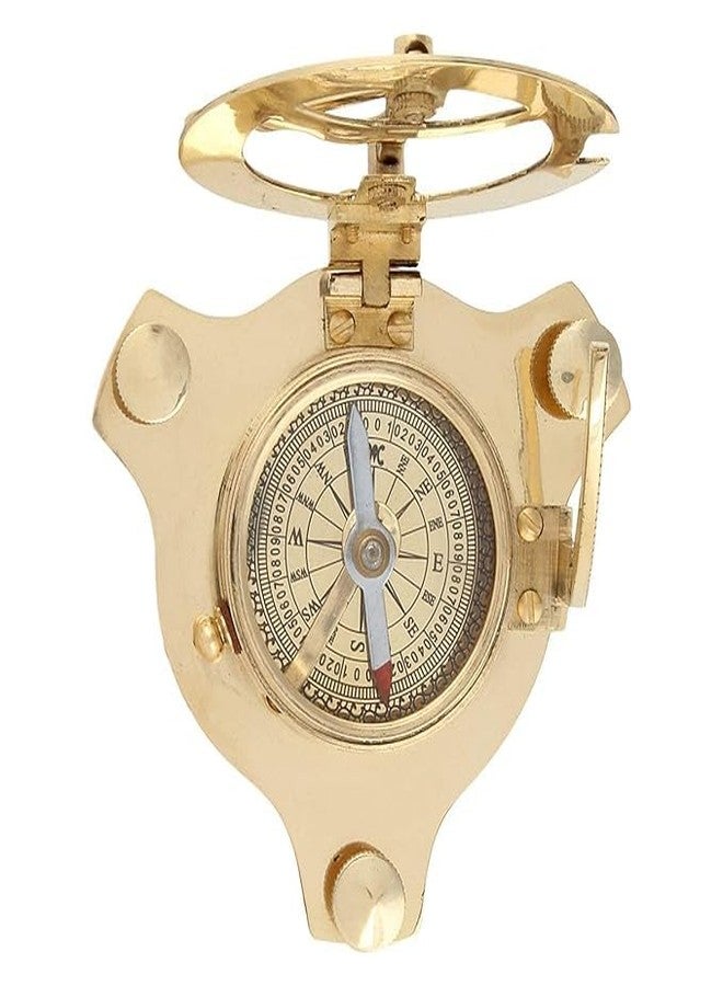 AH Enterprises Brass Sundial Compass with Sun Clock, 7.62 cm, Golden - Image 3