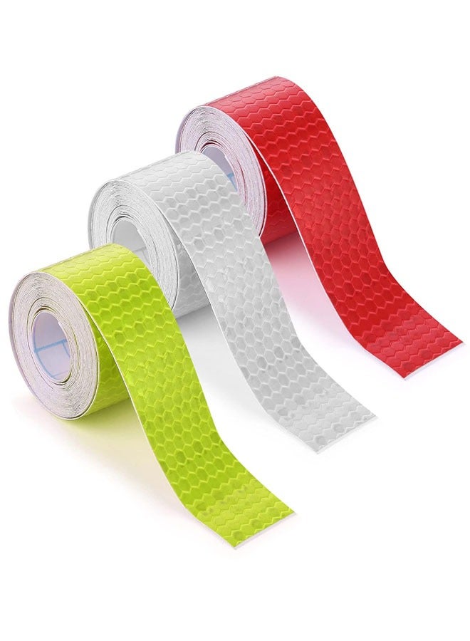 3 Rolls Reflective Tape Reflective Warning Tape Outdoor Waterproof Reflective Tape Nighttime Safety Stickers Silver, Red, Fluorescent Green Trailer Reflective Tape Apparel - Image 1