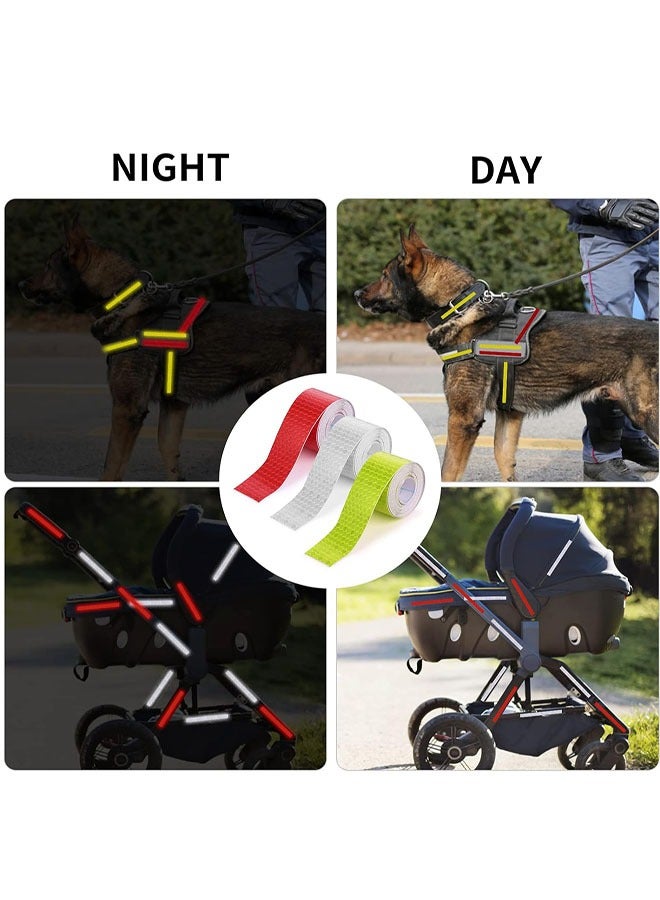 3 Rolls Reflective Tape Reflective Warning Tape Outdoor Waterproof Reflective Tape Nighttime Safety Stickers Silver, Red, Fluorescent Green Trailer Reflective Tape Apparel - Image 5