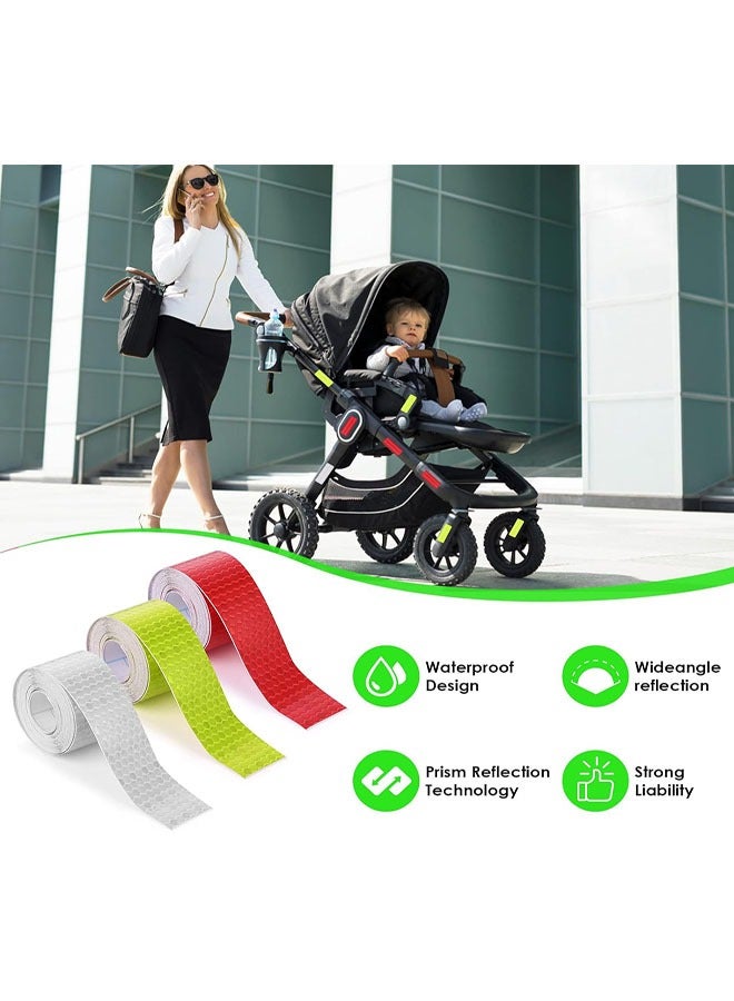3 Rolls Reflective Tape Reflective Warning Tape Outdoor Waterproof Reflective Tape Nighttime Safety Stickers Silver, Red, Fluorescent Green Trailer Reflective Tape Apparel - Image 4