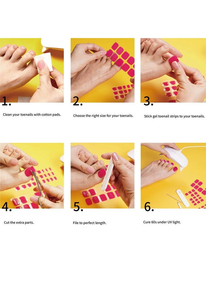 DANNI & TONI - Semi Cured Gel Toenail Strips Red and White (Bold and Beautiful) Tie-dye Gel Toenail Stickers Gold Foil Toenail Polish Strips 37 Stickers - Image 1