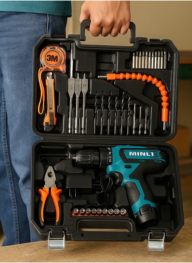 MINLI 12V Drill Set with 36 Pieces, Lithium-Ion Battery & Durable Case for Precision Drilling, Screwing, Home Installations, and DIY Projects