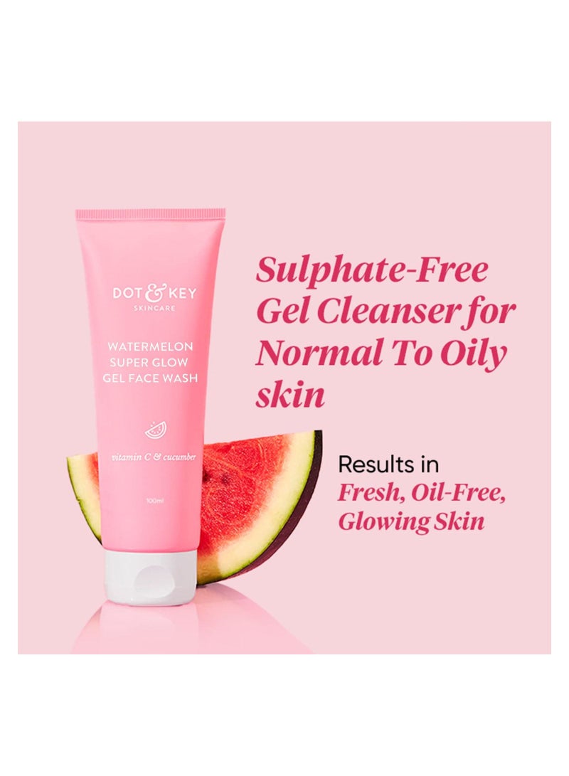 Dot & Key Watermelon Super Glow Gel Face Wash With Vitamin C And Cucumber Face Wash for Glowing Skin Pigmentation And Dark Spot Reduction Normal Combination Oily Skin 100ml - Image 2