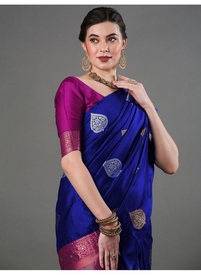 avantika fashion Avantika Fashion Women's Kanjivaram Pure Silk Soft Banarasi Sarees With Blouse Piece (Royal Blue) - Image 5