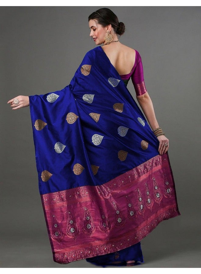 avantika fashion Avantika Fashion Women's Kanjivaram Pure Silk Soft Banarasi Sarees With Blouse Piece (Royal Blue) - Image 3