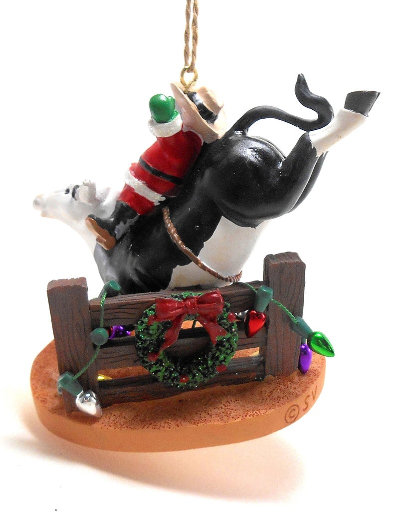 Cape Shore Santa Riding Bull Ornament, 3.5-inches, Multicolor, Resin - Image 2
