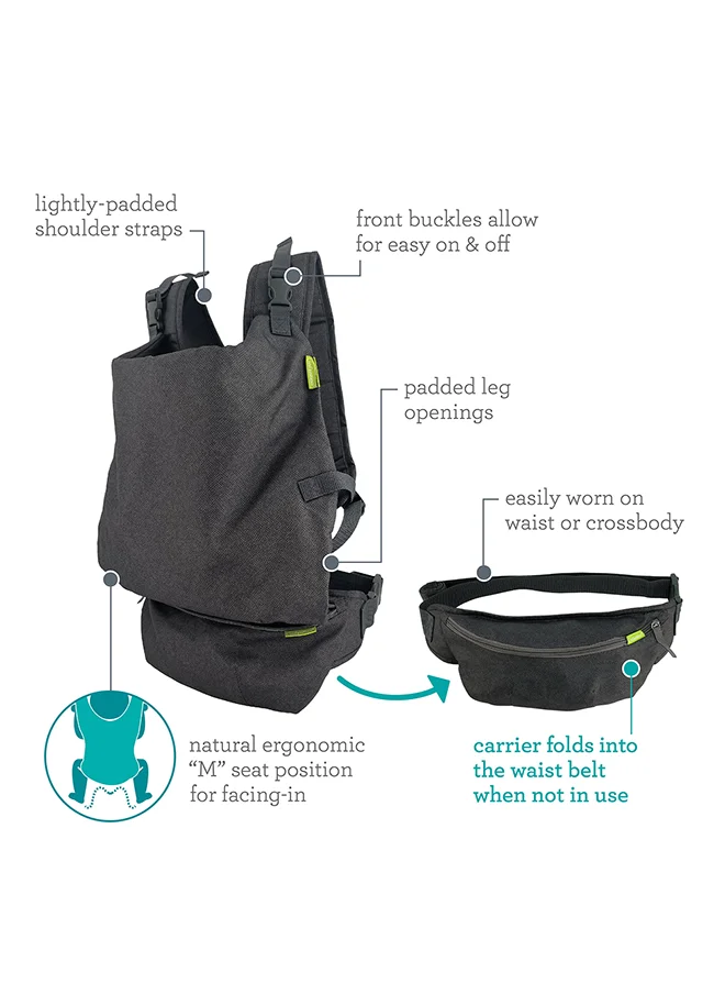infantino Fold & Go 2-In-1 Baby Carrier Ideal For Travel And Quick Everyday Outing, Utra Lihjtweight And Comapct Carrier