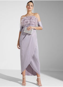 Bardot Fringe Mesh Dress