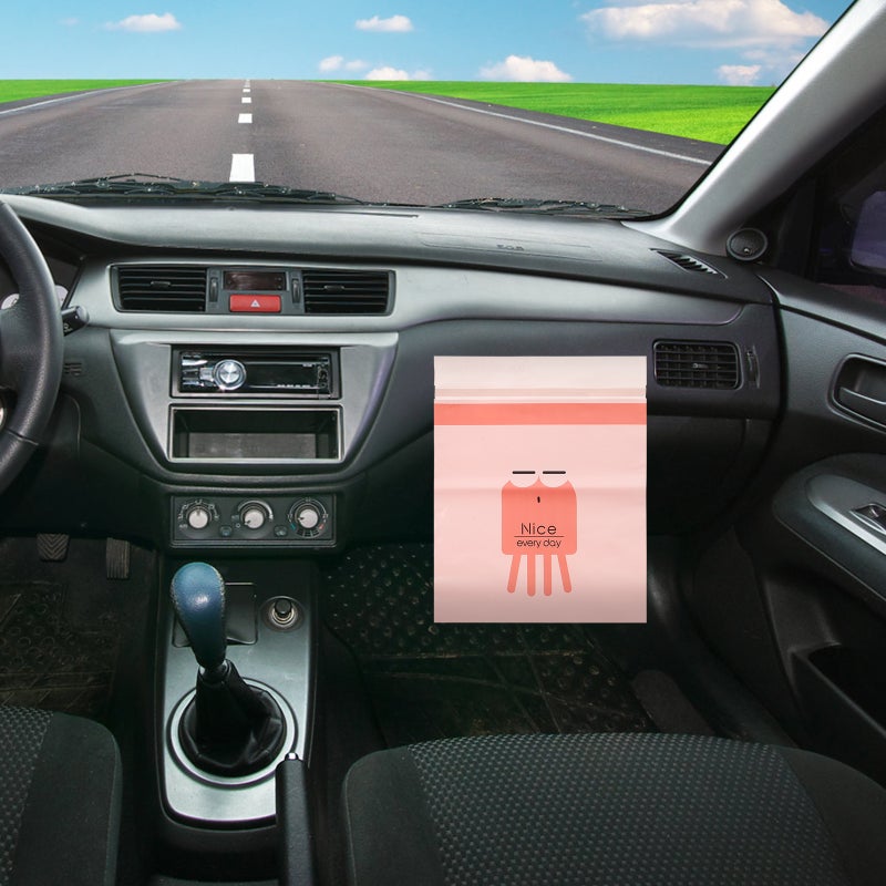 🚗 أكياس نفايات وحقيبة قيء لاصقة للسيارات لون وردي عدد ٦٠ قطعة للرحلات الطويلة - Image 5