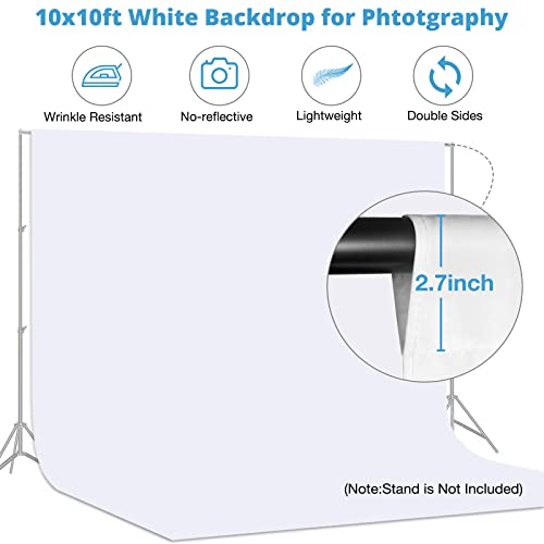 Aimosen 10x10 FT White Backdrop Background for Photography, Large Pure Photo Backdrop Curtain Drapes, High Density Screen Backdrops for Party Portrait Photoshoots Booth Video Studio - Image 5