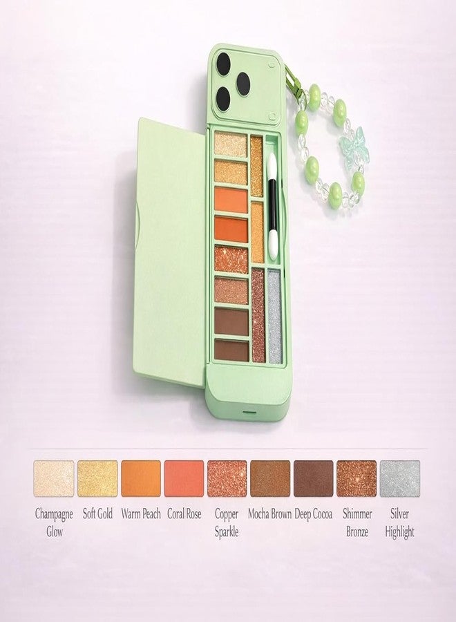 Teraabliss I Phone Style Mini Eyeshadow Palette - Model 17 i-Style Phone Inspired Design Soft & Skin Friendly Formula Long Lasting Shades (green) - Image 2