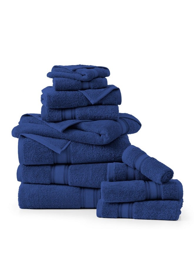 LANE LINEN LANE LINEN Luxury Bath Towels Set - 12 Piece Set, 100% CottonBathroom Towels, Zero Twist, Extra Absorbent Super Soft, 4 Bath Towel, 4 Hand Towel, 4 Wash Cloths - Navy  - Image 2