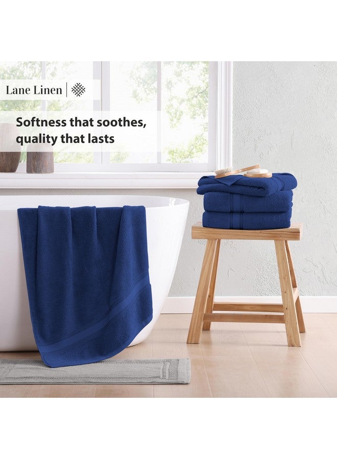 LANE LINEN LANE LINEN Luxury Bath Towels Set - 12 Piece Set, 100% CottonBathroom Towels, Zero Twist, Extra Absorbent Super Soft, 4 Bath Towel, 4 Hand Towel, 4 Wash Cloths - Navy  - Image 4