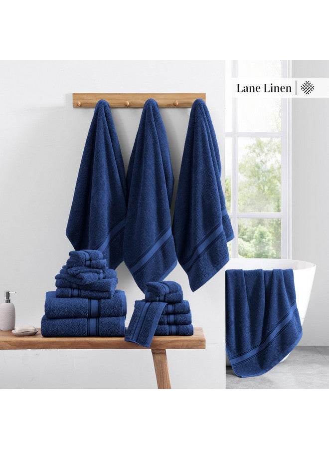 LANE LINEN LANE LINEN Luxury Bath Towels Set - 12 Piece Set, 100% CottonBathroom Towels, Zero Twist, Extra Absorbent Super Soft, 4 Bath Towel, 4 Hand Towel, 4 Wash Cloths - Navy  - Image 5