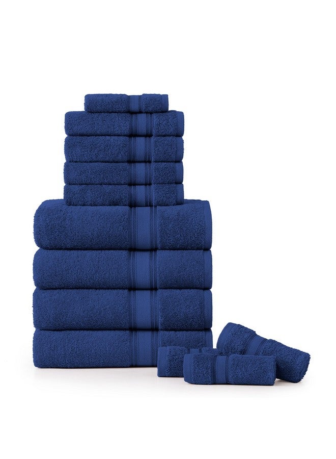 LANE LINEN LANE LINEN Luxury Bath Towels Set - 12 Piece Set, 100% CottonBathroom Towels, Zero Twist, Extra Absorbent Super Soft, 4 Bath Towel, 4 Hand Towel, 4 Wash Cloths - Navy  - Image 1