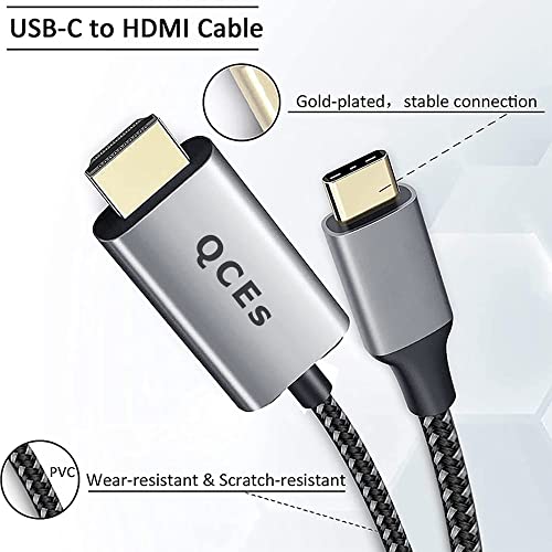 QCEs USB C to HDMI Adapter Cable 6Ft, Thunderbolt 3 to HDMI Cable for Home Office, 4K Display Compatible for iPhone 16/15 Plus Pro Max, MacBook Pro/Air, Galaxy S25/24, Surface Book 2 - Image 2