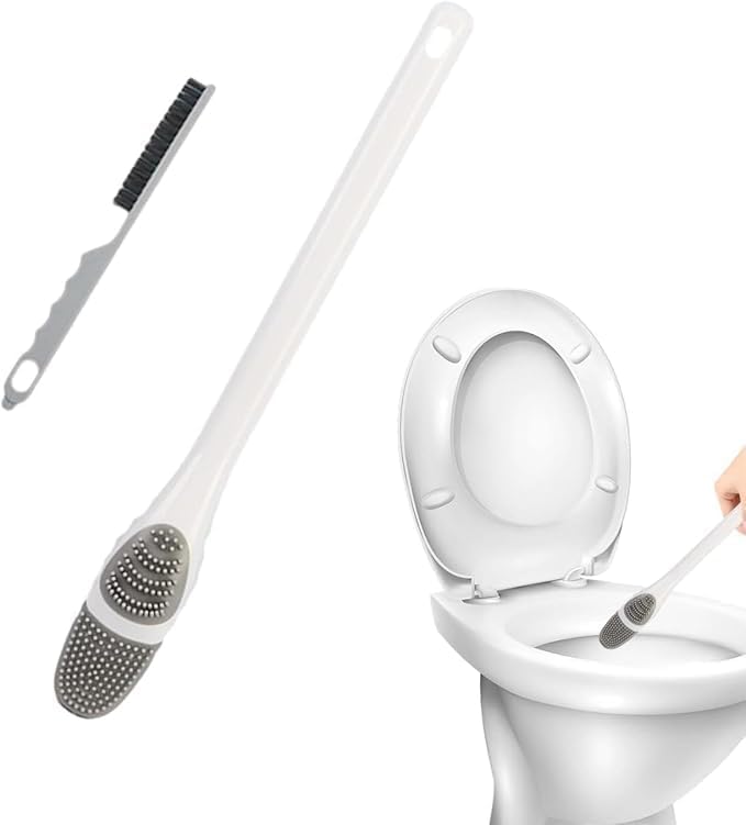 LEELICHI 3-in-1 Wall-Mounted Silicone Toilet Brush Set - Flexible Bristles, Splash-Proof Design, Deep Cleaning Toilet Scrubber with Holder for Bathroom - Image 1