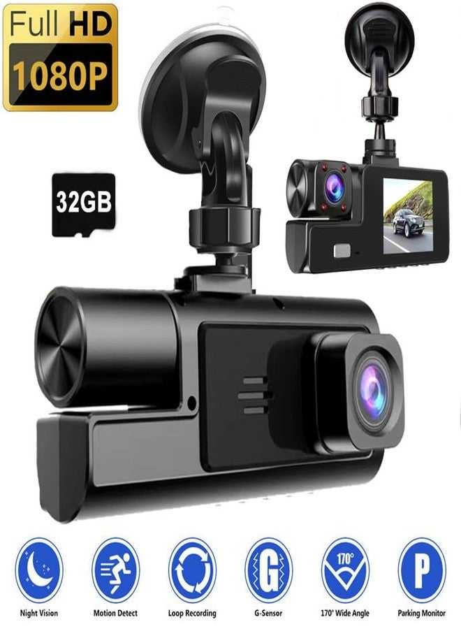 Meiqils 1080P Dual Dash Camera for Car Front and Inside Dashcam Car Security Video Recorder,170°Wide Angle Vehicle Cam,WDR,G-Sensor,2’’ IPS Screen,Loop Recording,Night Vision (Dual Dash Cam with 32G Card) - Image 2