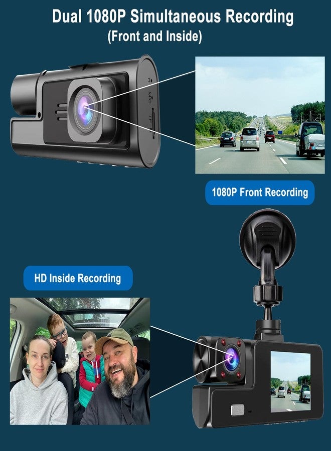 Meiqils 1080P Dual Dash Camera for Car Front and Inside Dashcam Car Security Video Recorder,170°Wide Angle Vehicle Cam,WDR,G-Sensor,2’’ IPS Screen,Loop Recording,Night Vision (Dual Dash Cam with 32G Card) - Image 3