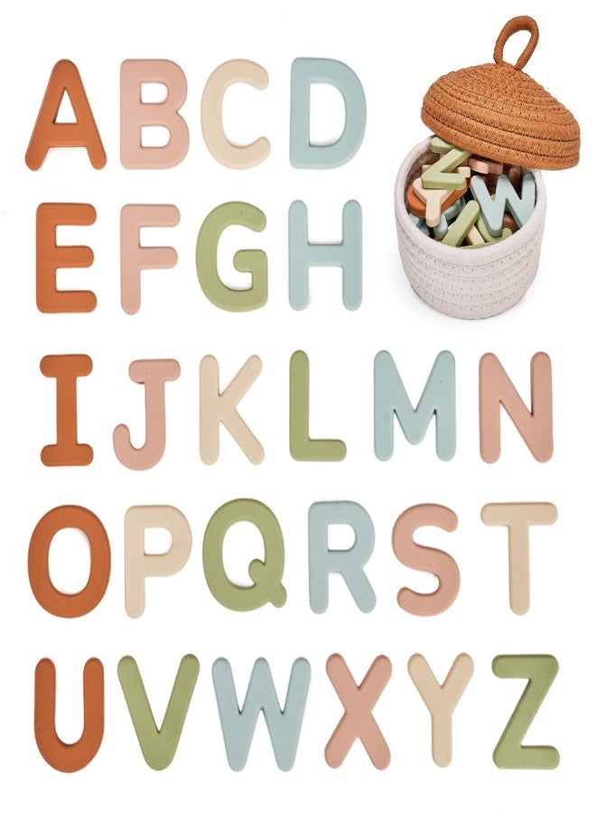JoyCat Silicone Alphabet Magnetic Letters, 26 Uppercase ABC Fridge Magnets for Toddlers & Kids, Baby Learning Refrigerator Toy Set, Preschool Birthday Gifts for Boys Girls Age 1+ (Muted Color) - Image 1