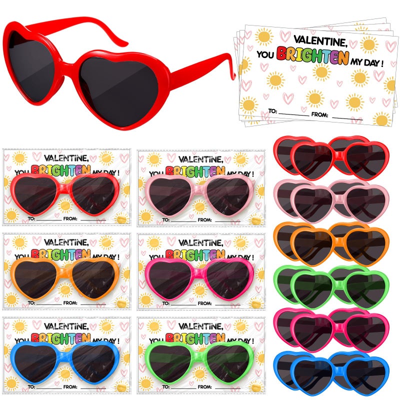 Relaxweex 18 Pcs Valentines Day Friendship Gift Set Valentine Heart Shaped Sunglasses with Cards Valentine Party Favors Supplies Heart Shaped Glasses Exchange Prizes - Image 3