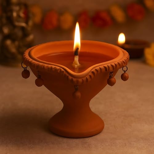 ShopMeFast Terracotta Diwali Diya - 1 Liter Akhand Deepak Big Size, Traditional Earthen Clay Oil Lamp for Pooja, Festive Decor, Home, Auspicious Events - Image 2