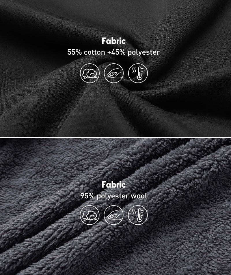 SCODI Hoodies for Men Heavyweight Fleece Sweatshirt - Full Zip Up Thick Sherpa Lined Hooded Jacket Black Grey XL - Image 5