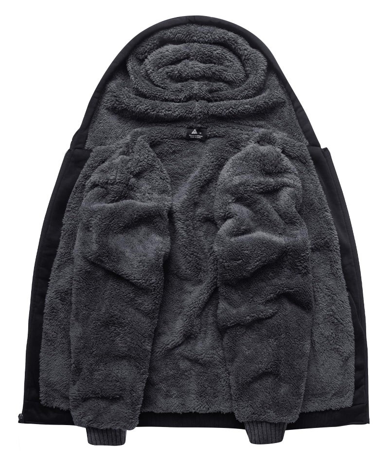 SCODI Hoodies for Men Heavyweight Fleece Sweatshirt - Full Zip Up Thick Sherpa Lined Hooded Jacket Black Grey XL - Image 2