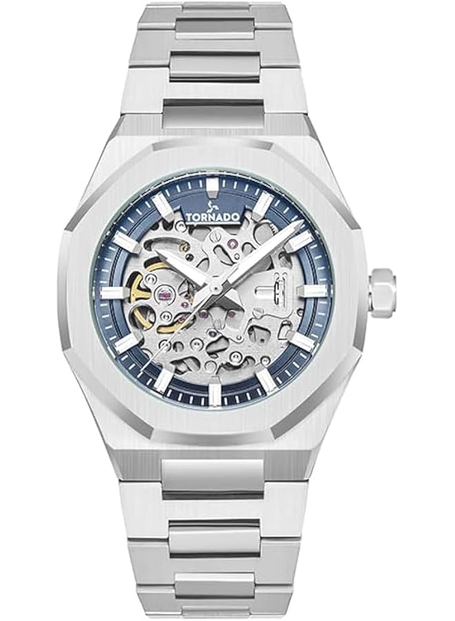TORNADO Autonova Men Watch Automatic Display And Solid Stainless Steel Brushed Bracelet Strap T24303 Sbsn Silver
