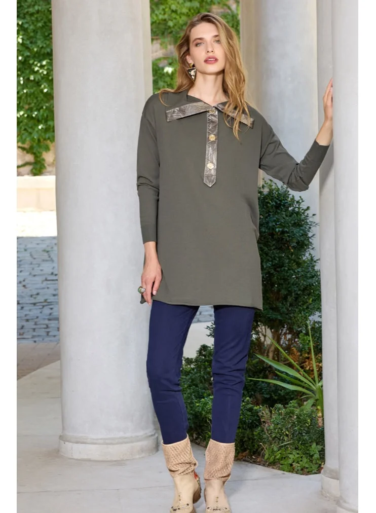 MissWhence High-Neck Tunic - Khaki
