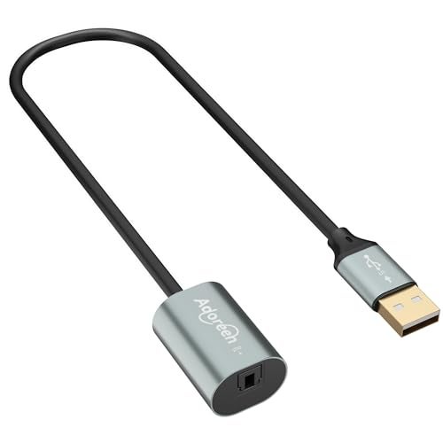 Adoreen Male USB A 2.0 to Female Toslink Digital Optical Audio Cable Adapter 0.6 Ft, USB to SPDIF Port Fiber Optic Converter, for Laptop Computer PC PS5/PS4, NOT for TV Or Other-Unidirectional - Image 1