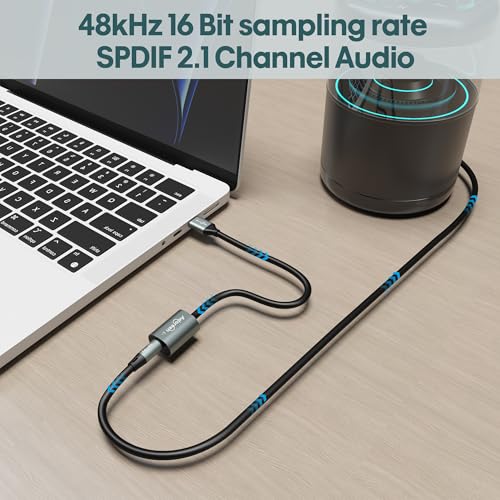 Adoreen Male USB A 2.0 to Female Toslink Digital Optical Audio Cable Adapter 0.6 Ft, USB to SPDIF Port Fiber Optic Converter, for Laptop Computer PC PS5/PS4, NOT for TV Or Other-Unidirectional - Image 5