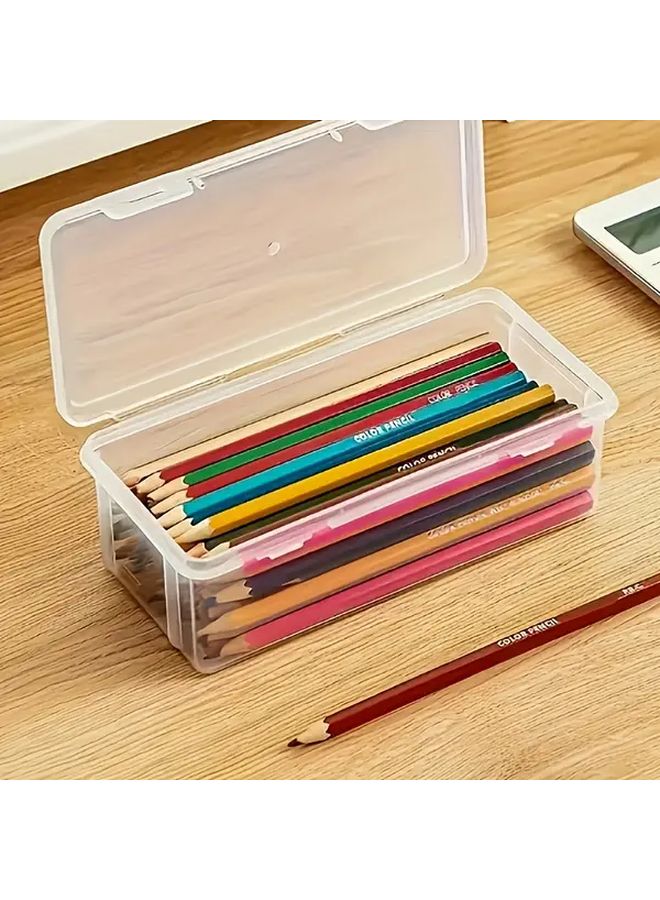 5 قطع كبيرة من صناديق التخزين البلاستيكية الشفافة القابلة للتكديس لتنظيم مستلزمات المكتب - Image 3