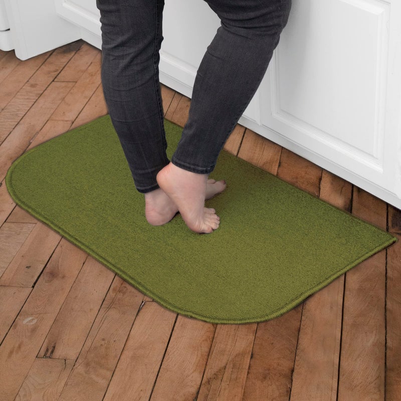Ritz Solid Accent Rug: 18" x 30" Stain Resistant Kitchen or Living Room Floor Mat, Latex Backing, Machine Washable, Olive Green - Image 1