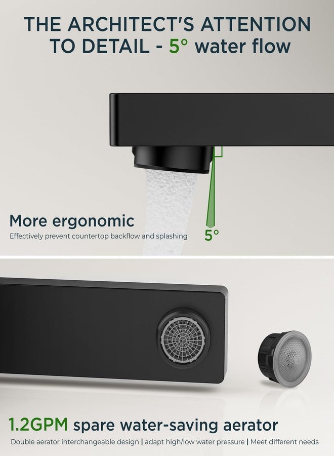 FORIOUS Black Bathroom Faucets 3 Hole, 2 Handle 8 Inch Widespread Bathroom Sink Faucet Matte Black Square for 6" to 12" Vanity Sink with Pop Up Drain, CUPC Supply Hose and Spare Water Saving Aerator - Image 4