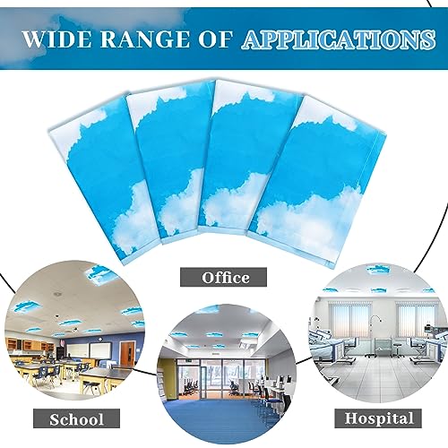 VIHOSE 4 Pcs 2 x 2 Feet Fluorescent Light Covers for Ceiling Lights Classroom Magnetic Light Filters for Reducing Harsh Glare Flicker for Office Classroom Home Drop Ceiling(Sky Cloud) - Image 4