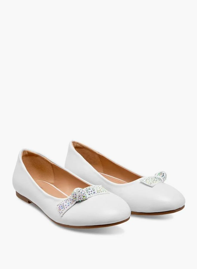سيليست أحذية باليرينا نسائية سهلة الارتداء بتفاصيل فيونكة مرصعة
