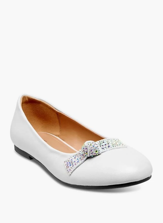 Celeste Women'S Studded Bow Detail Slip-On Ballerina Shoes