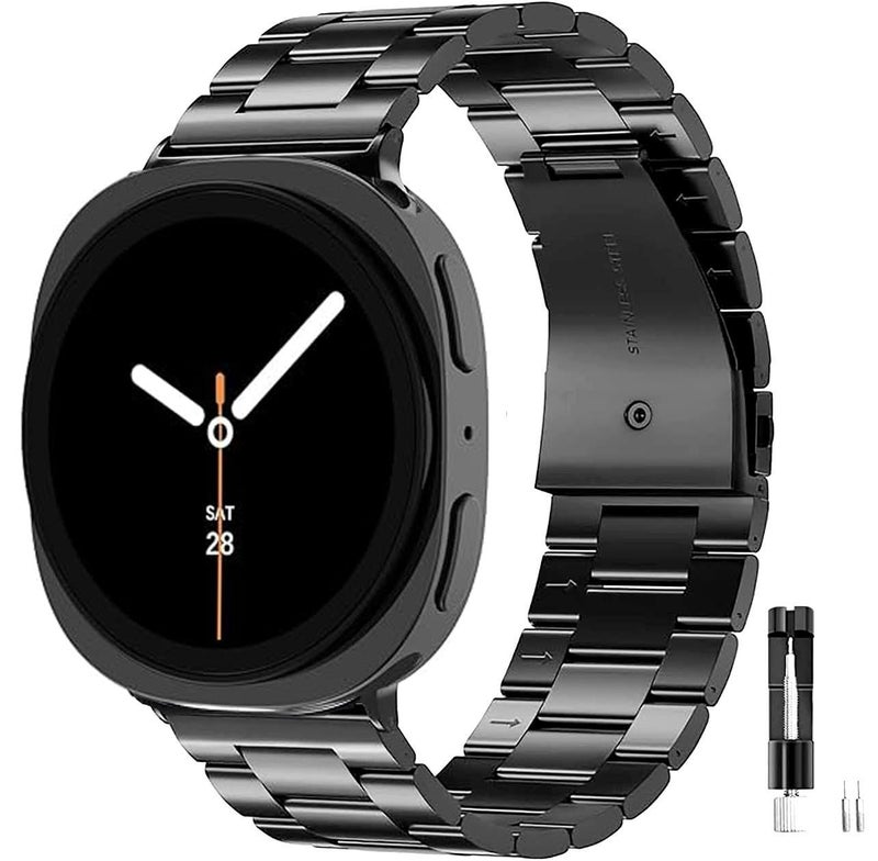 Olytop Metal Bands for Galaxy Watch 8 Classic Band 46mmSamung Galaxy Watch 8 40mm44mm 2025 One Click No Gap Business Stainless Steel Wristband Replacement Strap for Men Women Black
