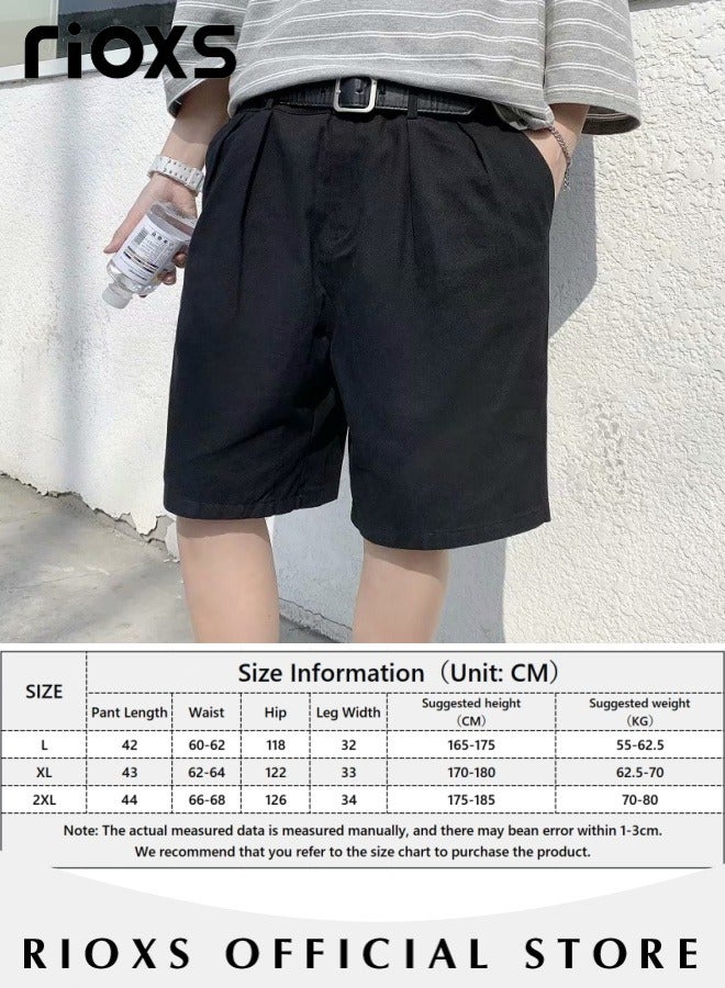 RIOXS Men's Casual Shorts,Knee Length Shorts,Elastic Waist Short Pants,Stretch Business Shorts For Men,Straight Leg Cargo Shorts With Pockets For Sports Work Or Daily Wear,Gift For Dad Brother Boyfriend Husband  - Image 5