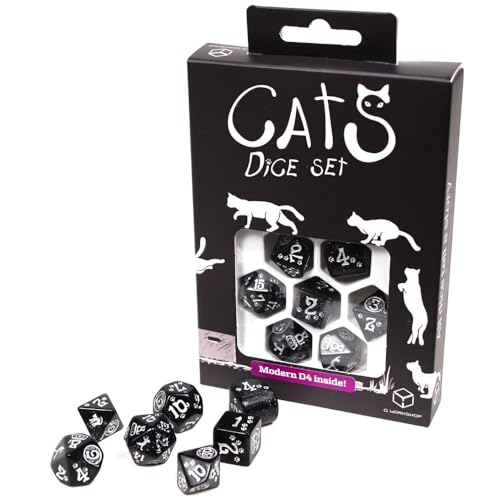 Q Workshop Cats Modern Dice Set Waffle - Image 1