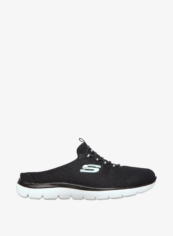 SKECHERS Women's Textured Slip-On Sneaker Mules with Lace Detail - SUMMITS