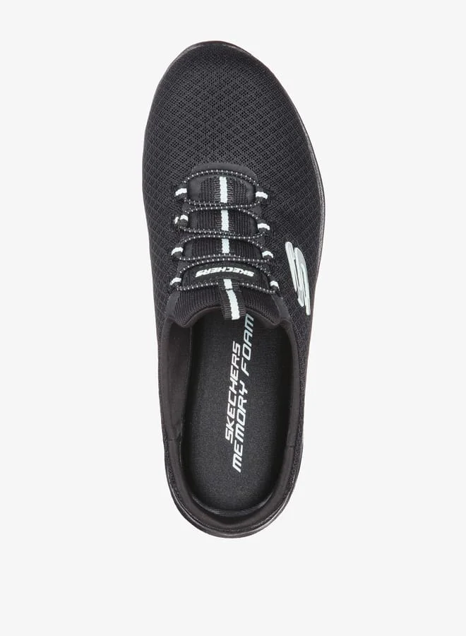 SKECHERS Women's Textured Slip-On Sneaker Mules with Lace Detail - SUMMITS