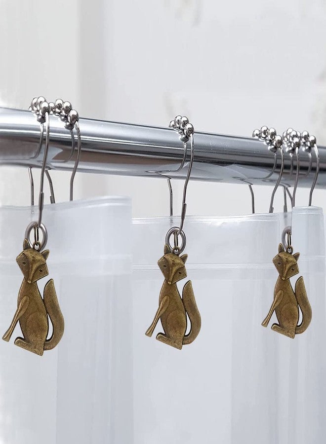 12 Pcs Fox Shower Curtain Hooks for Bathroom, Rust Proof Stainless Steel Decorative Shower Curtain Rings for Forest Animal Theme Bath Decor Room Bedroom Living Room (Bronze) - Image 4