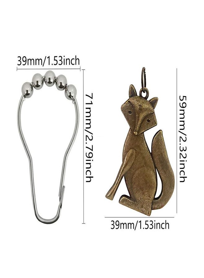 12 Pcs Fox Shower Curtain Hooks for Bathroom, Rust Proof Stainless Steel Decorative Shower Curtain Rings for Forest Animal Theme Bath Decor Room Bedroom Living Room (Bronze) - Image 2