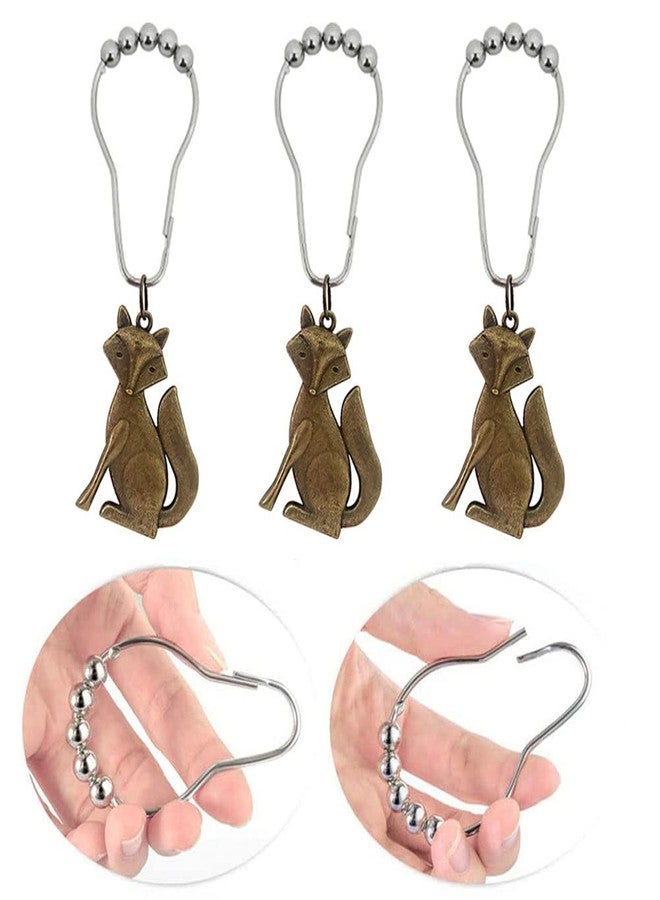 12 Pcs Fox Shower Curtain Hooks for Bathroom, Rust Proof Stainless Steel Decorative Shower Curtain Rings for Forest Animal Theme Bath Decor Room Bedroom Living Room (Bronze) - Image 3