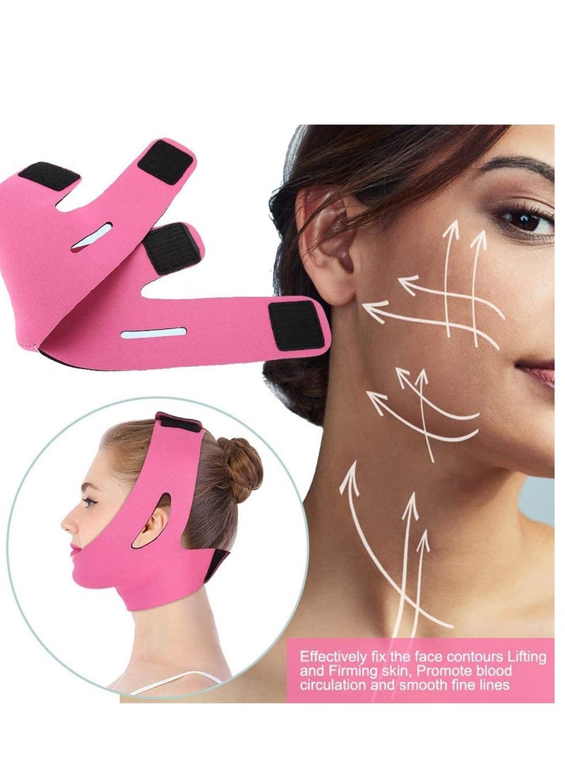NIBEMINENT Face Slimming Cheek Mask, V Line Belt Breathable Chin Lift Up Anti Wrinkle Sleep Mask Strap(Rose Red) - Image 3