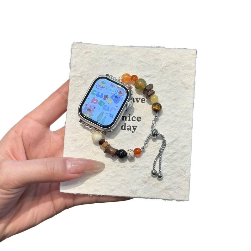 Adjustable 17.5 18cm Resin Bracelet Strap Smartwatch Band Compatible with Apple Watch SE with Fit Replacement Strap for Daily Wear - Image 1